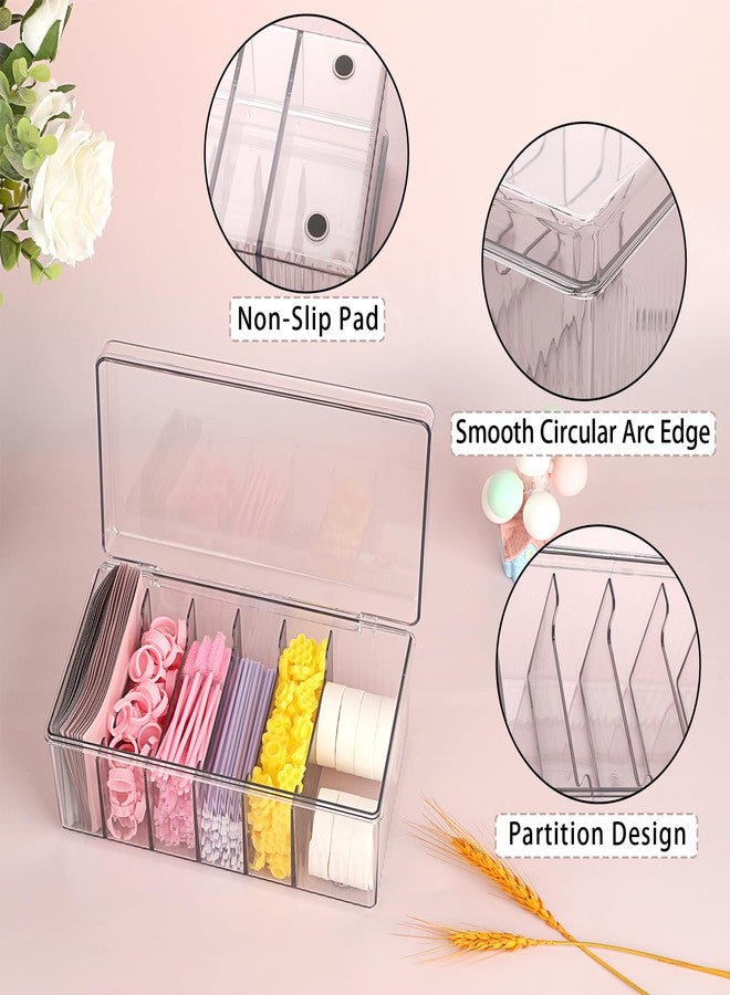 ELLDOO Lash Cart Organizer For Lash Techs, Acrylic Lashes Extension Box, Large Capacity False Eyelash Supplies Organizer Storage Box, Separated Lashes Supplies Container with Lid - Image 4
